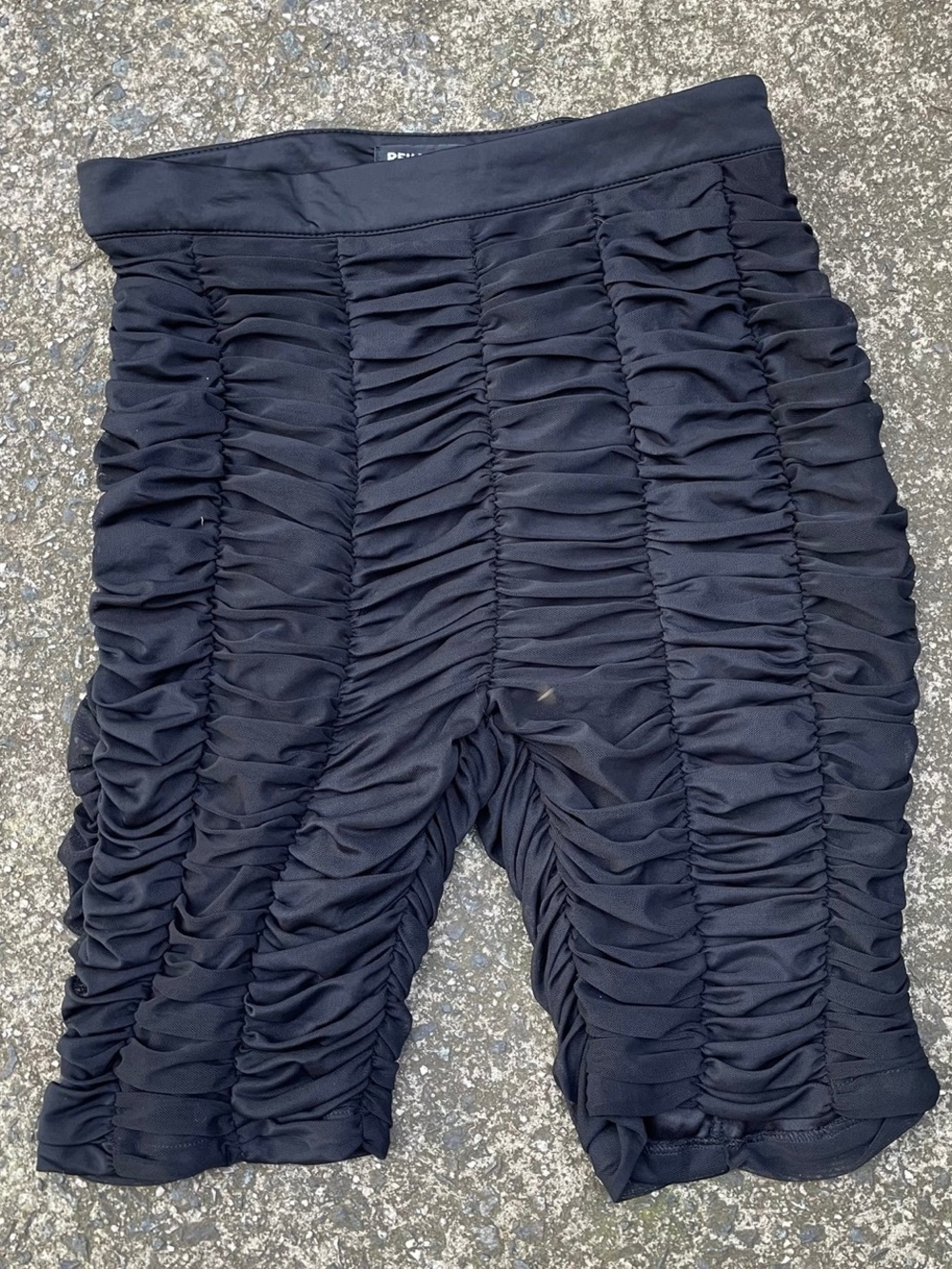 Rehab lab black mesh ruffle biker shorts